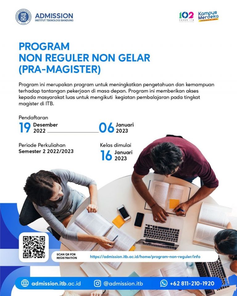 [19 DES 2022 – 6 JAN 2023] Pendaftaran Program Non Reguler Non Gelar/NRNG (PRA-MAGISTER)