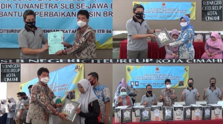 Dimasa Pandemi, IA ITB 86 Bageur Geulis Donasikan Ratusan Iqro Braille dan Bantuan Perbaikan Mesin Braille di SLBN A Citereup