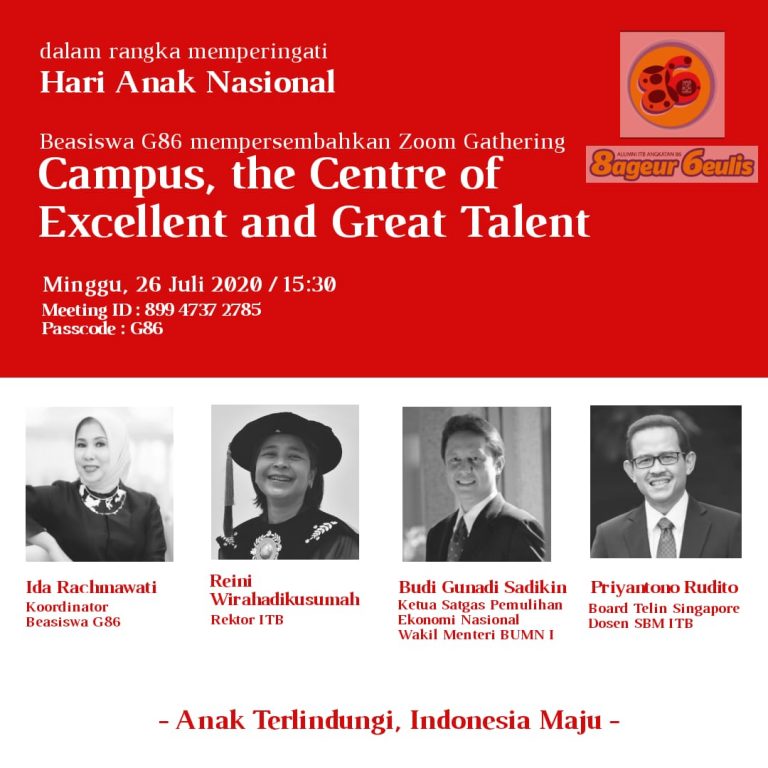 Zoom Gathering Beasiswa G86: Campus, the Center of Excellent and Great Talent