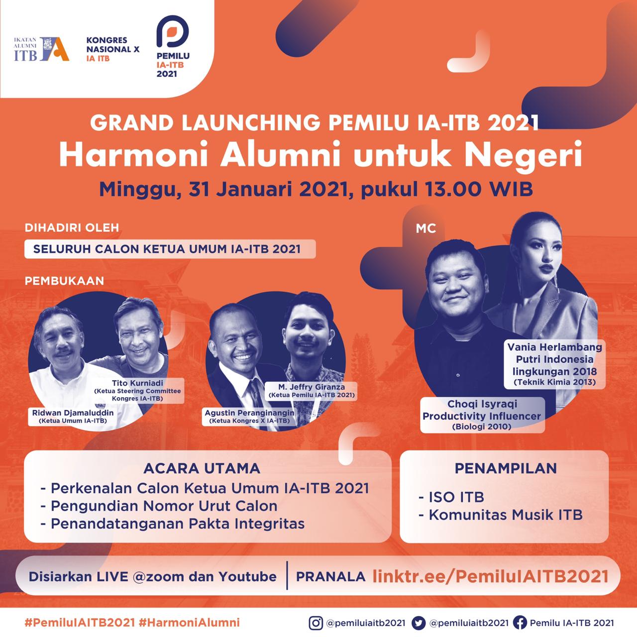 [31 JAN. 2021] Grand Launching Pemilu IA-ITB: Harmoni Alumni untuk Negeri