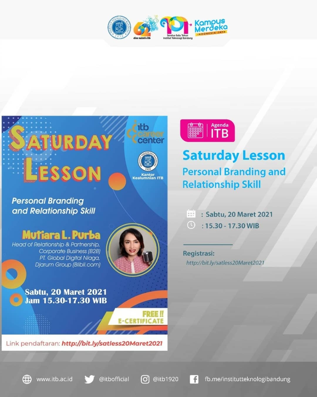 [20 MAR. 2021] Saturday Lesson: Personal Branding and Relationship Skill