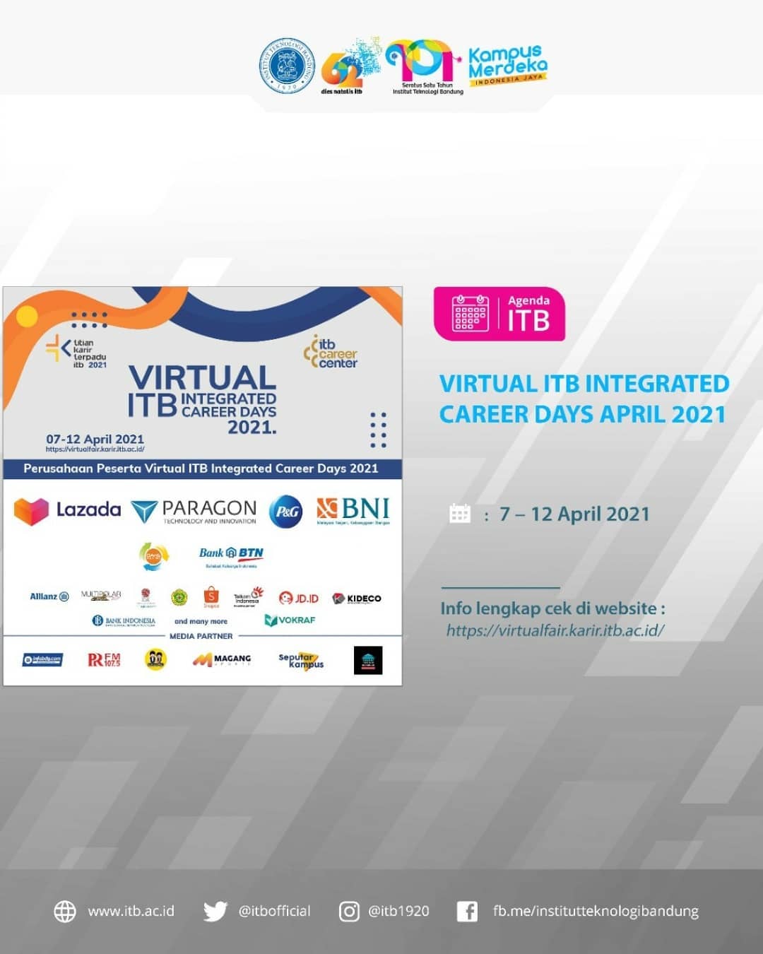 [07-12 APR. 2021] VIRTUAL ITB INTEGRATED CAREER DAYS APRIL 2021
