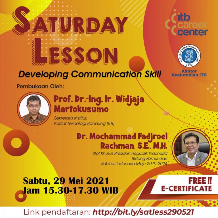 [29 Mei 2021] Saturday Lesson: Developing Communication Skill