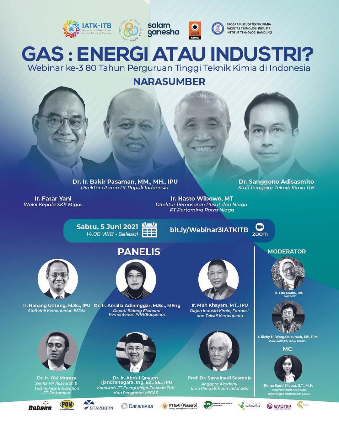 [05 JUN. 2021] Webinar Series: 80 Tahun Pendidikan Tinggi Teknik Kimia di Indonesia