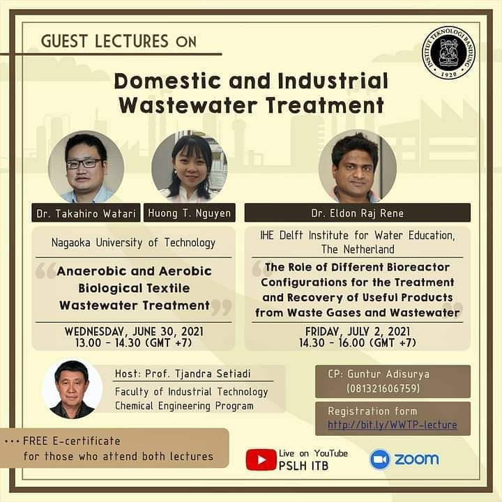 [30 JUN. & 02 JUL. 2021] Guest Lectures on Domestic and Industrial Wastewater Treatment