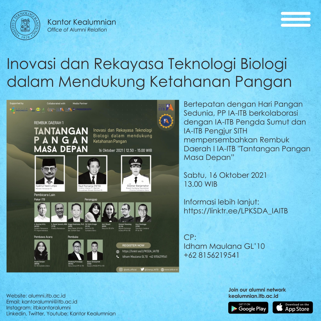 [16 OKT. 2021] Rembuk Daerah I IA-ITB “Tantangan Pangan Masa Depan”