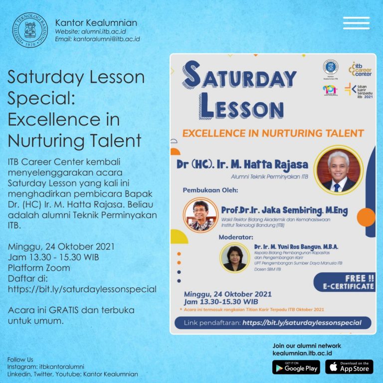 [24 OKT. 2021] Saturday Lesson Special: Excellence in Nurturing Talent