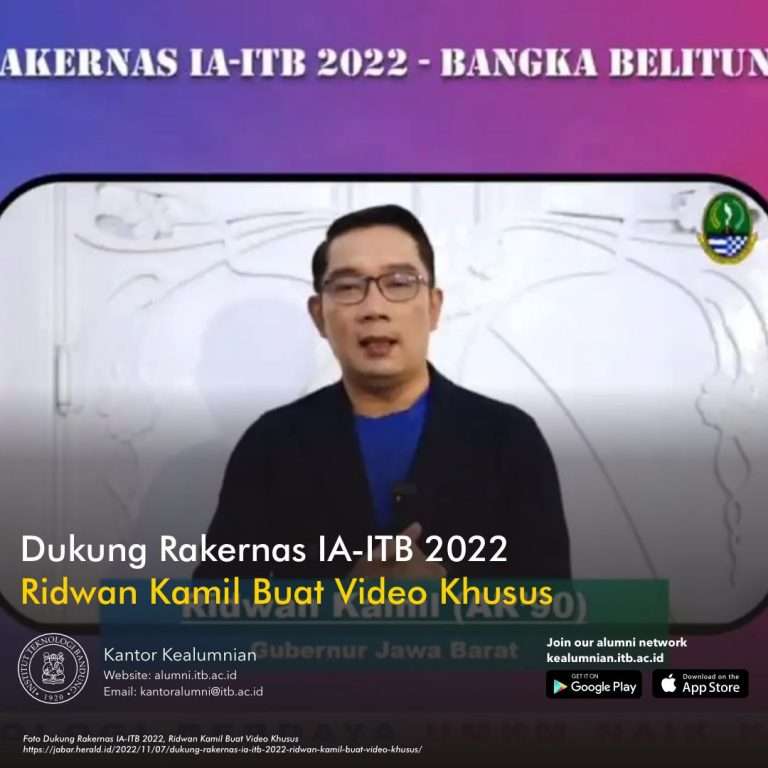 Dukung Rakernas IA-ITB 2022, Ridwan Kamil Buat Video Khusus