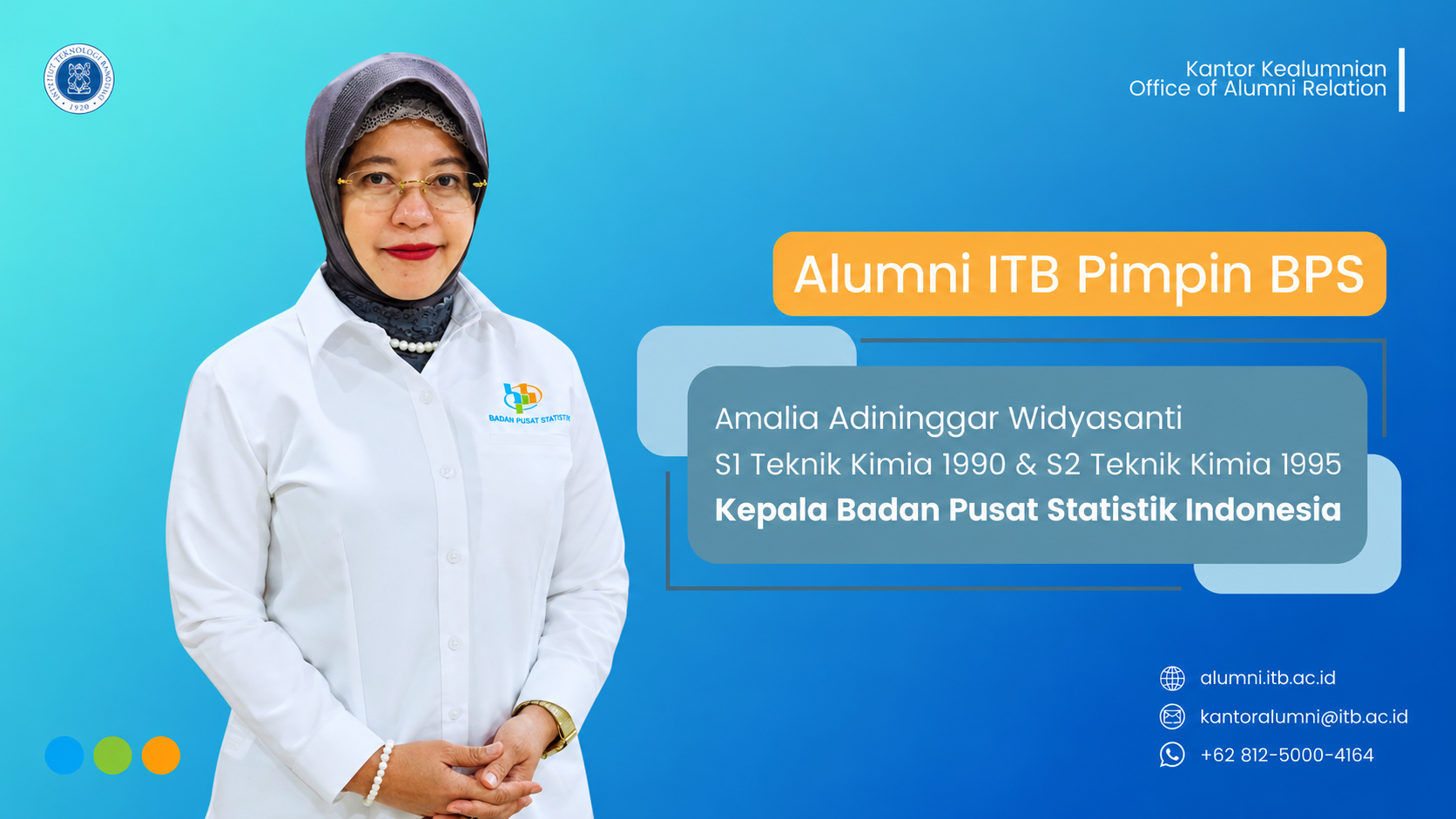 Alumni ITB Pimpin BPS: Amalia Adininggar Widyasanti Jadi Kepala Badan Pusat Statistik Indonesia